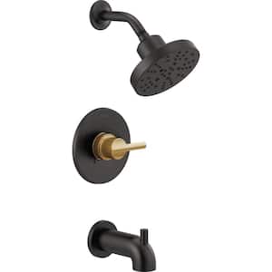 Nicoli Single-Handle 5-Spray Tub and Shower Faucet 1.75 GPM in Matte Black/Champagne Bronze (Valve Included)