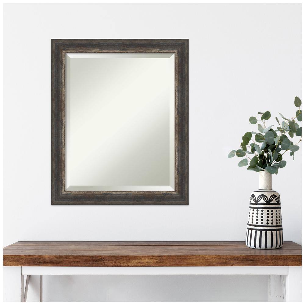 Bronze and Wood Beveled Full Length Rectangular Mirror