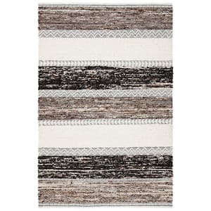 Natura Brown/Ivory Doormat 3 ft. x 5 ft. Chevron Striped Area Rug