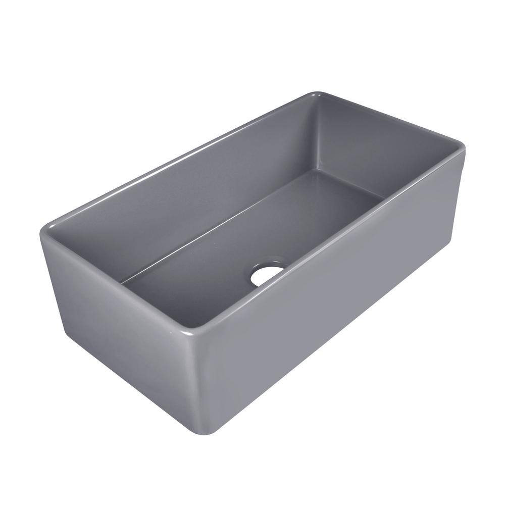 Gray 33" Fireclay Single Bowl Farmhouse Kitchen Sink