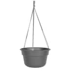 Dura Cotta 12 in. Charcoal Plastic Self Watering Hanging Basket Planter