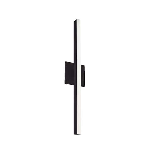 KUZCO Vega 24-in 1 Light 16-Watt Black Integrated LED Wall Sconce