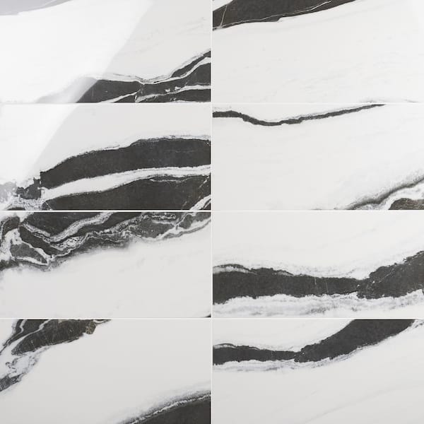 Ivy Hill Tile Magnus Wave 11.81 in. x 23.62 in. Polished Porcelain Marble Look Floor and Wall Tile (11.62 sq. ft./Case)