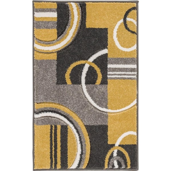Well Woven Ruby Galaxy Waves Gold 8 ft. x 10 ft. Modern Area Rug