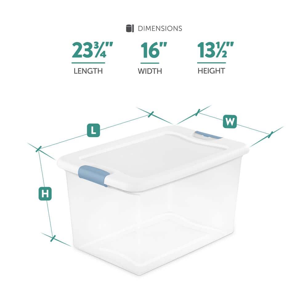 64 Quart Clear Plastic Stackable Storage Bins with Latching Lids