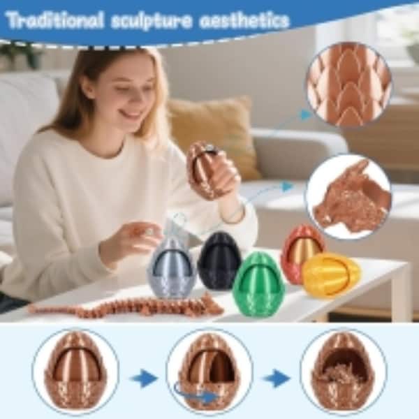Jushua 3D Printed Dragon Eggs Surprise Fidget Toy, Articulated