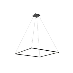 Piazza 48 in. 1 Light 100-Watt Black Integrated LED Pendant Light