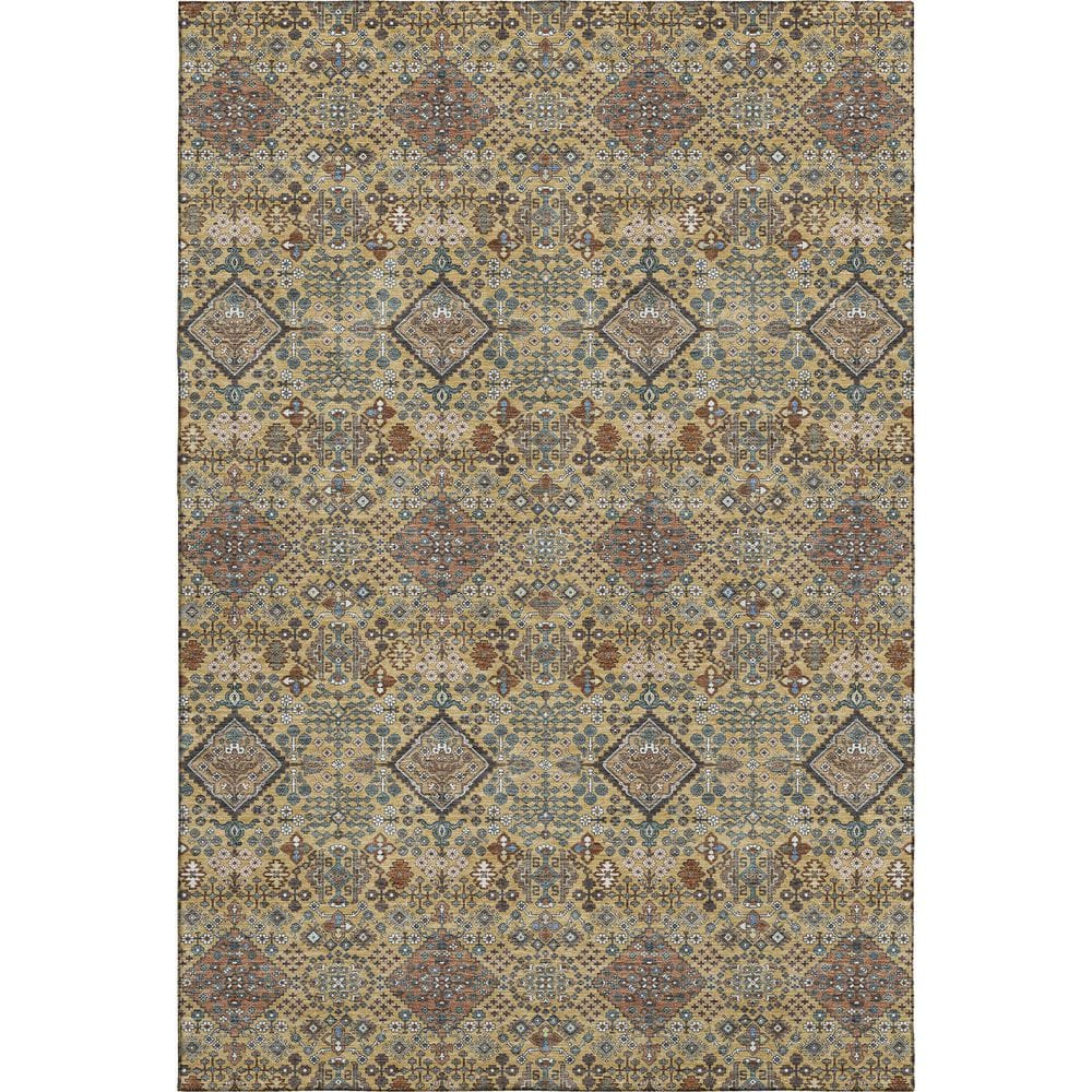 Mayfield Premium Machine Washable Abstract AMF2478 Gold 10 ft. x 14 ft. Area Rug price history on PriceWatchPro
