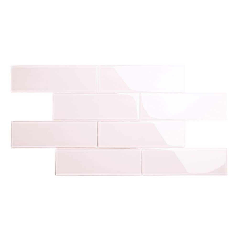 Rose Pale Pink 4 in. x 12 in. Wall Glossy Subway Glass Tile (5 sq. ft./Case