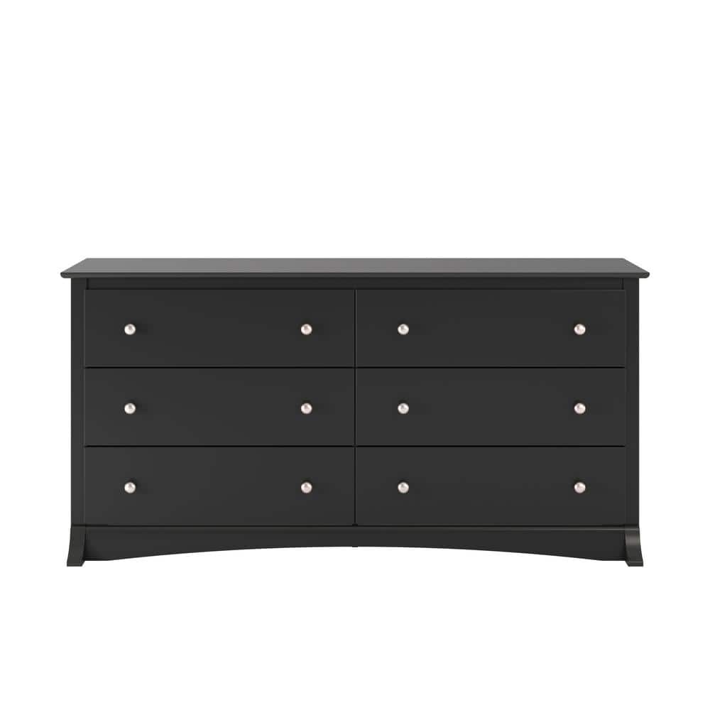Black Double 6-Drawer Modern Bedroom Dresser