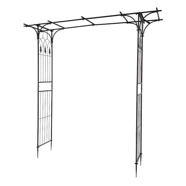 ITOPFOX 85 in. x 81 in. Outdoor Flat Roof Wrought Iron Garden Arches Plant Climbing Trellises