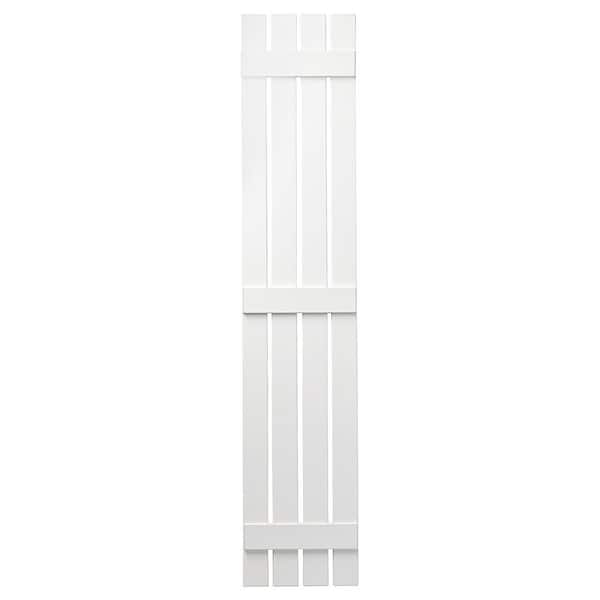 Ply Gem 16 in. x 81 in. Polypropylene 4 Board Open Board and Batten Shutters Pair in White