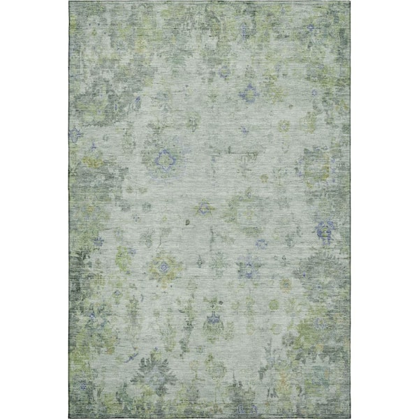 Mayfield Premium Machine Washable Abstract AMF2301 Aloe 10 ft. x 14 ft. Area Rug