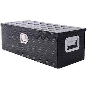 10.2 in. H x 29.9 in. W x 13 in. D Black Aluminum Tool Box, Heavy-Duty Truck Tool Box Cube Storage Bin with Lock Keys