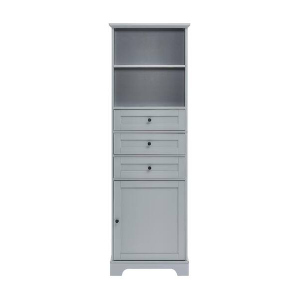 JimsMaison 22 in. W x 10 in. D x 68 in. H Gray MDF Freestanding Linen