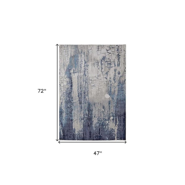 4 ft. x 6 ft. Ivory and Blue Abstract Area Rug
