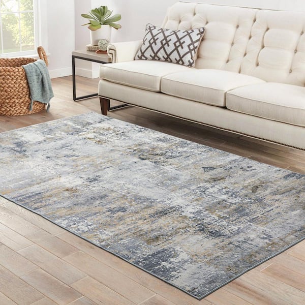 5ft. x 8ft. Abstract Grey/ Ivory/ Tan Area Rugs