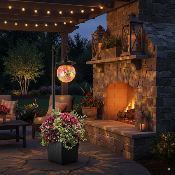 C Cattleya 1-Light Solar Plastic Black LED Outdoor Weather