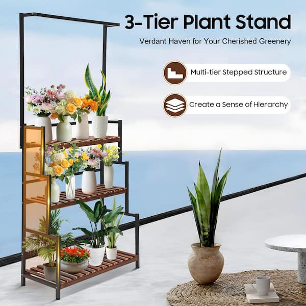 YIYIBYUS 68.1 in. Tall Indoor Outdoor Metal 3-Tier Plant Stand Flower Pot  Organizer Rack Plant Display Holder HG-LYFLST-6557