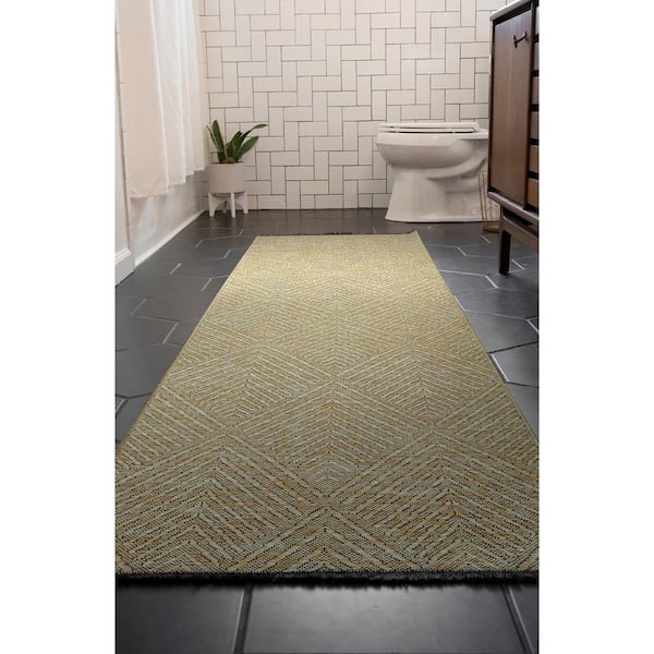 Alma Green 2 ft. x 8 ft. Diamond Machine Washable Indoor Runner Rug