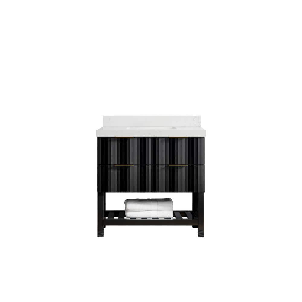 "Catalina 36 in. W x 22 in. D x 36 in. H Single Sink Bath Vanity Center in Black with 2"" Empira Quartz Top" price history on PriceWatchPro