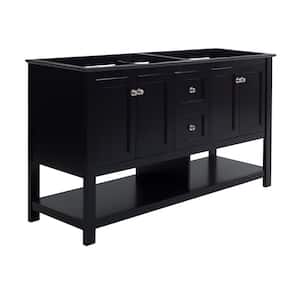 Manchester 60 in. W Bathroom Double Bowl Vanity Cabinet Only in Black
