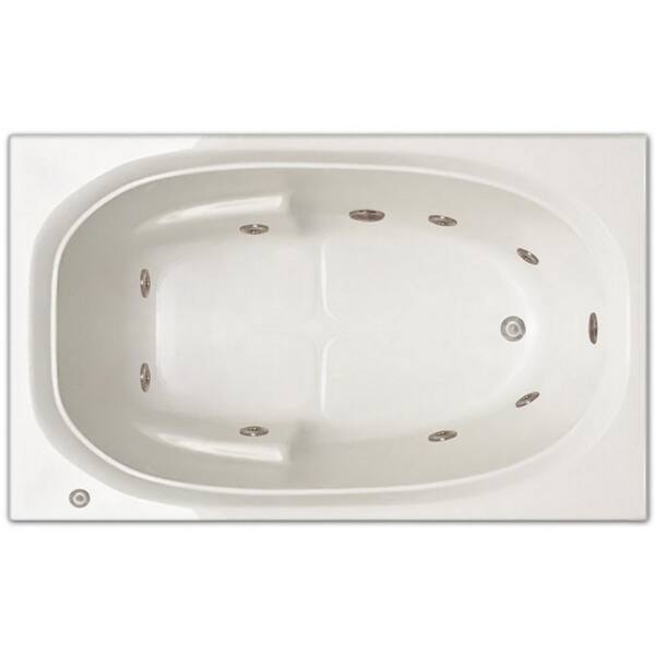Pinnacle 5 ft. Left Drain Drop-In Rectangular Whirlpool Bathtub in White
