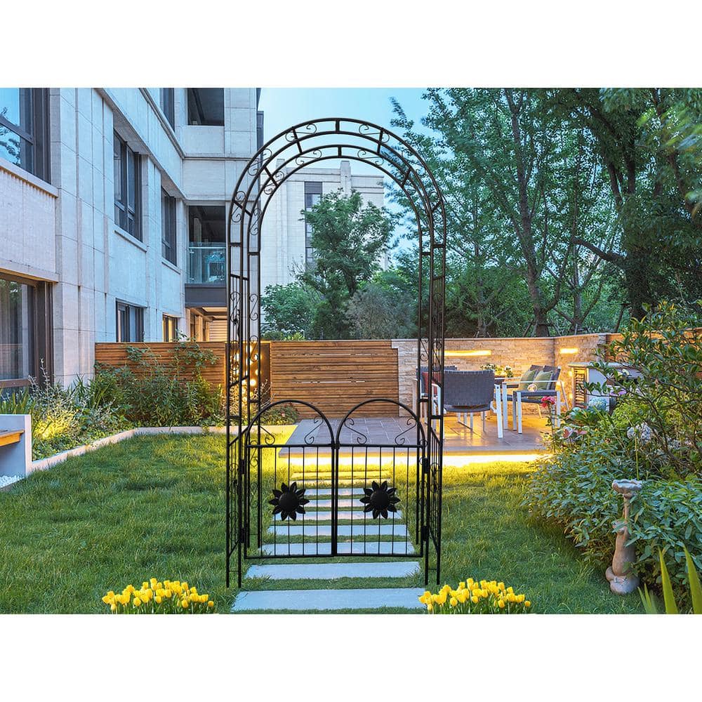 98 in. x 45 in. Metal Garden Arch Arbor Outdoor Climbing Plants Support Arc