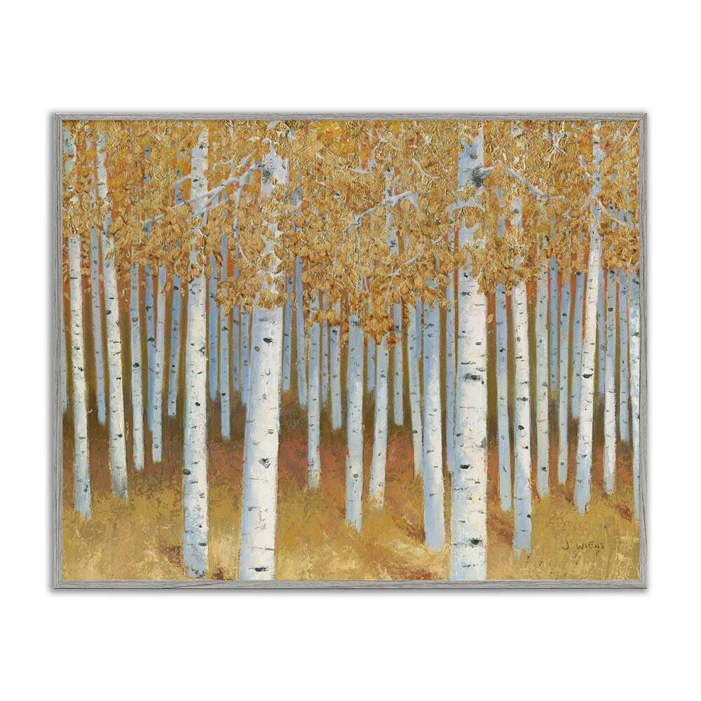 Autumn Leaves Birch Tree Landscape Rustic Forest by James Wiens Gray Framed Graphic Nature Art Print 16 in. x 20 in. price history on PriceWatchPro