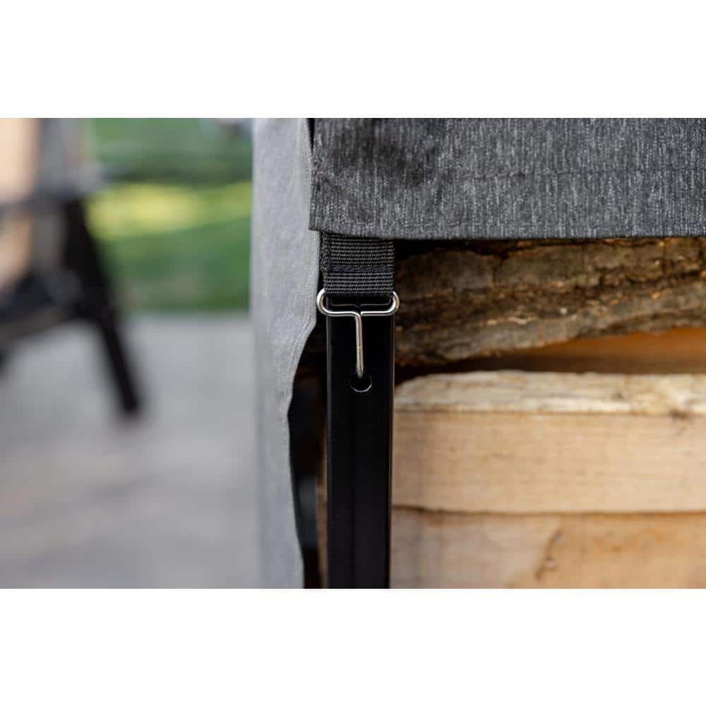 Expandable Black Powder Coated Steel Firewood Rack with Cover