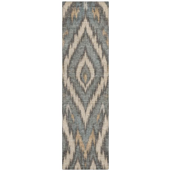 Chantille Machine Washable Indoor/Outdoor Abstract ACN3071 Graphite 2 ft. x 7 ft. Runner Rug