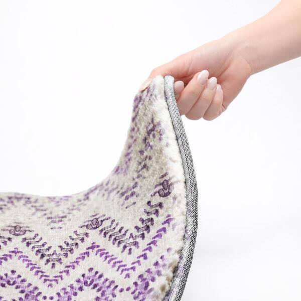 Dream Shag Premium Machine Washable Abstract ADS684 Purple 2 ft. x 7 ft. Runner Rug