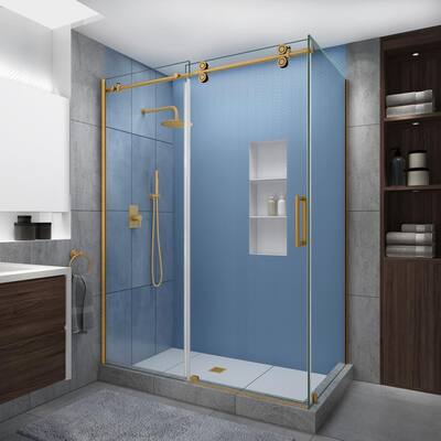 Aston Langham XL 56 in. - 60 in. x 80 in. Frameless Sliding Shower Door ...