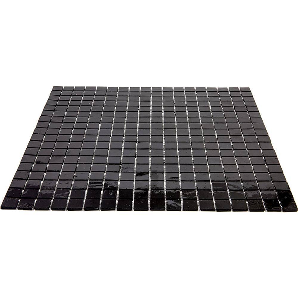 Skosh Glossy Black Glass Mosaic Wall and Floor Tile