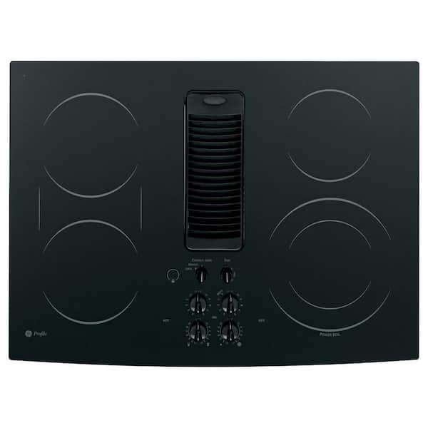 GE Profile 30 in. Glass Ceramic Downdraft Radiant Electric Cooktop in Black with 5 Elements