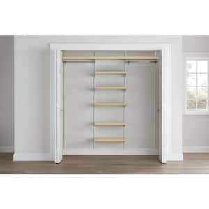 Genevieve 6 ft. Birch Adjustable Closet Organizer Double Long Hanging Rods with 6 Shelves