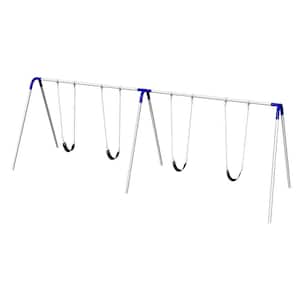 Playground Double Bay Commercial Bipod Swing Set with Strap Seats and Blue Yokes