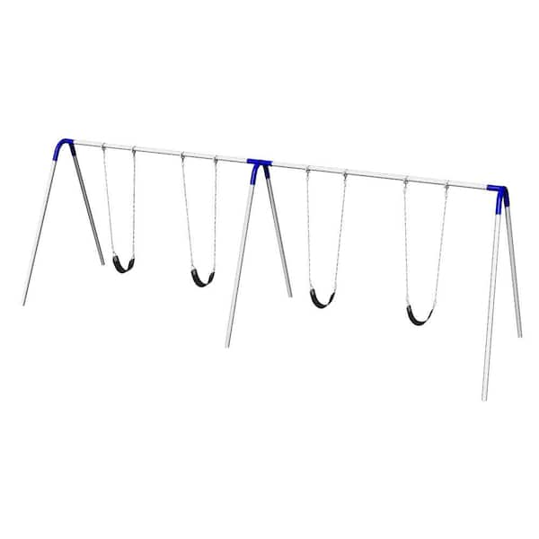 Ultra Play Playground Double Bay Commercial Bipod Swing Set with Strap Seats and Blue Yokes