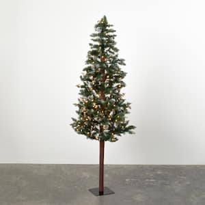 6 ft. Green Prelit Natural Bark Artificial Christmas Tree