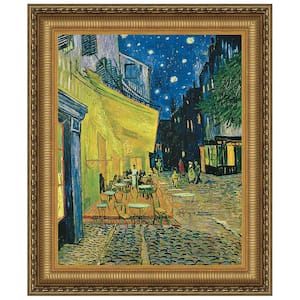 Cafe Terrace on the Place du Forum by Vincent van Gogh Framed Architecture Oil Painting Art Print 28.25 in. x 24.25 in.