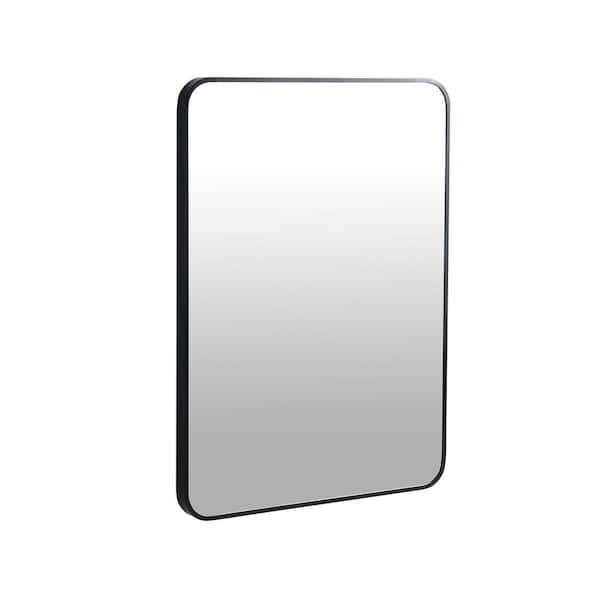 FAMYYT 24 in. W x 32 in. H Rectangular Aluminum Framed Wall Bathroom Vanity Mirror in Black