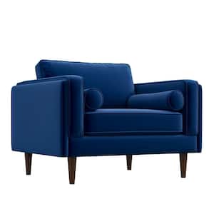 Hudson Mid Century Modern Luxury Accent Comfy Wide Armchair in Blue