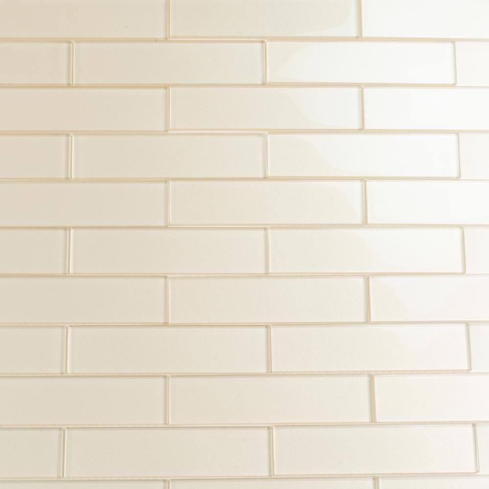 Beige Polished Glass Subway Mosaic Tile 2" x 8"