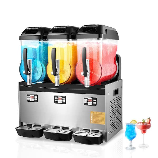 1217 oz. Commercial Slushy Machine 12Lx3 Triple Tank Snow Cone Machine,144 Cups,Stainless Steel,2025 Upgrade,black