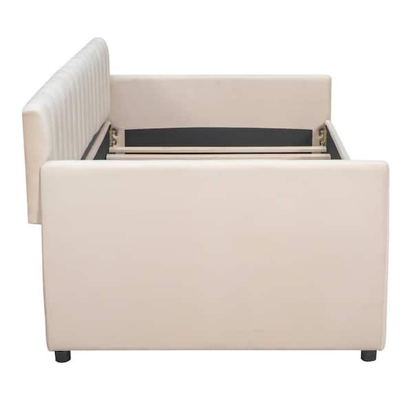 Harper & Bright Designs Beige Twin Size Upholstered Velvet Daybed