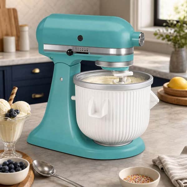 Wudkey Kitchen aid Ice Cream Maker Attachment, 2 qt. Frozen Ice Cream Bowl for Homemade Frozen Treats