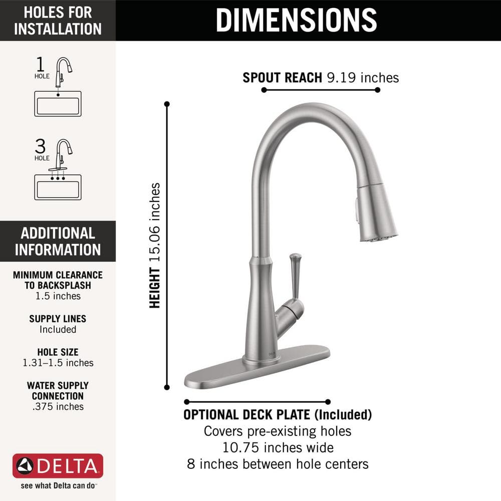 Arctic Stainless Steel Pull-Down Kitchen Faucet with Magnetic Docking