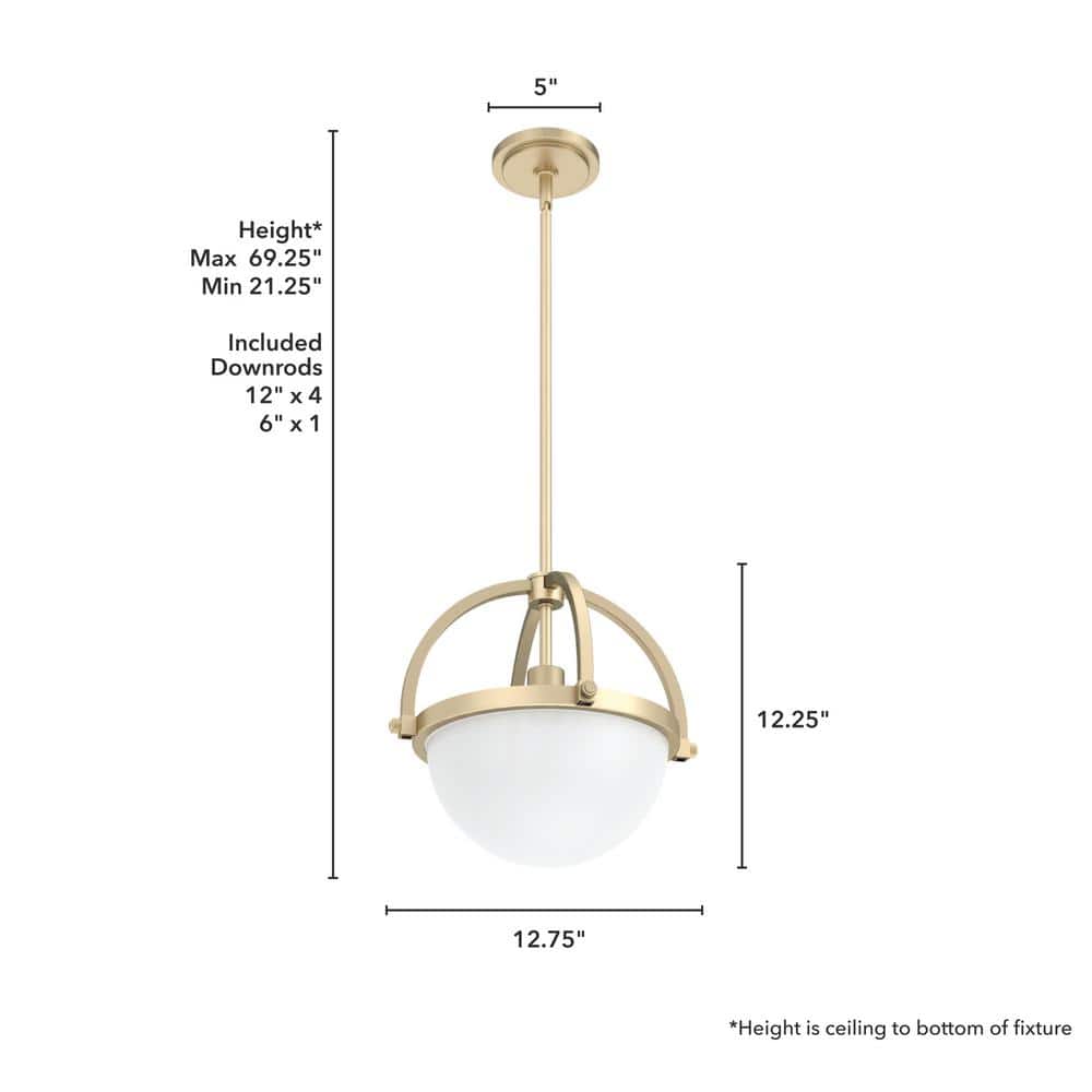 Alturas Gold Globe Pendant Light with White Glass Diffuser