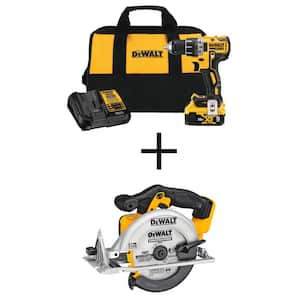 20V MAX XR Cordless Brushless 1/2 in. Drill/Driver, 6-1/2 in. Circular Saw, (1) 20V 5.0Ah Battery, and Charger