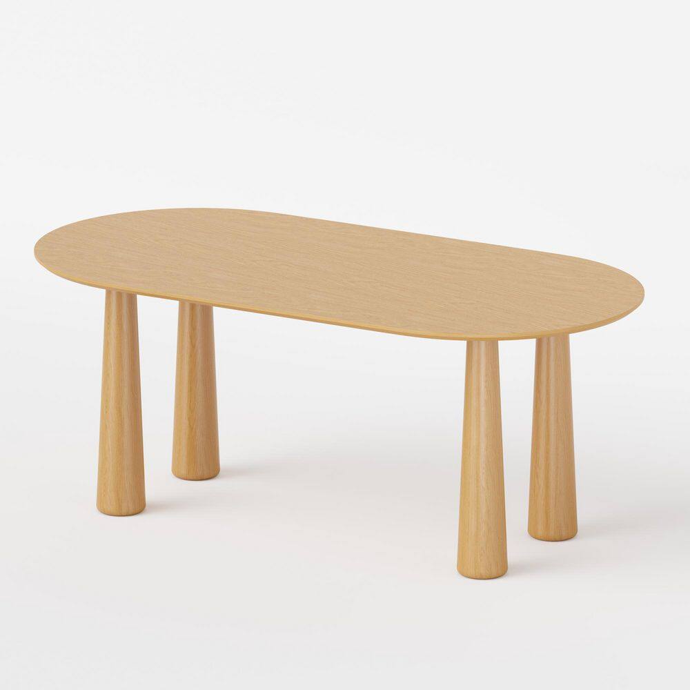 Oval Light Brown Solid Wood 79 in. Kitchen Tables 4 Legs Dining Table Seats 8